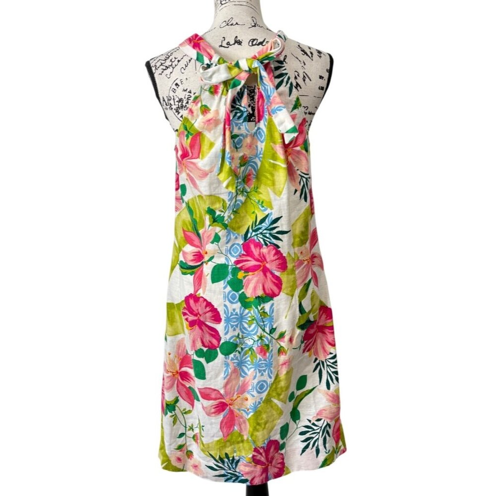 Tommy Bahama Lava Actually Linen-Blend Halter Dress Tropical Sundress Size M - Picture 3 of 9